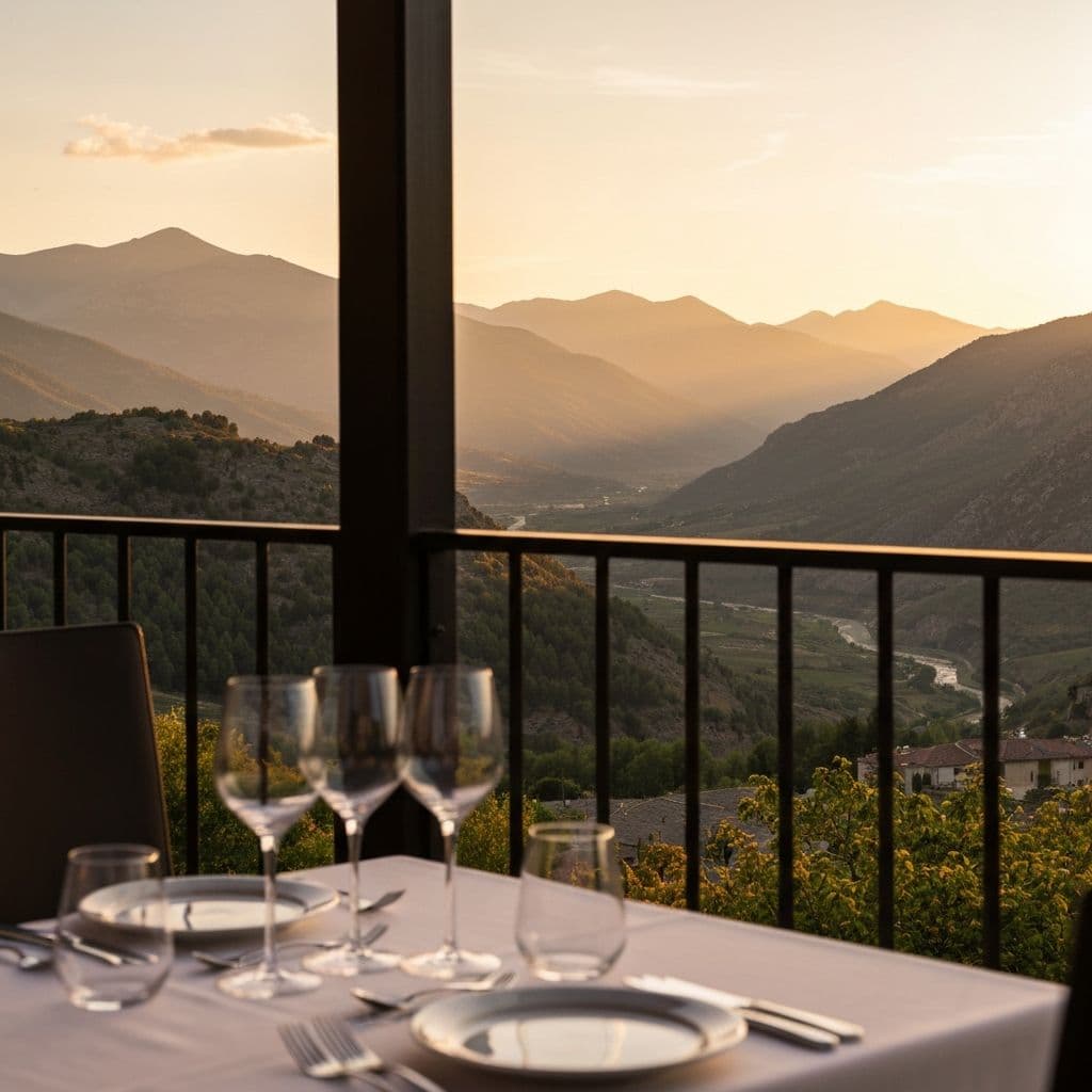 Terraza con vistas al Pirineo Aragonés