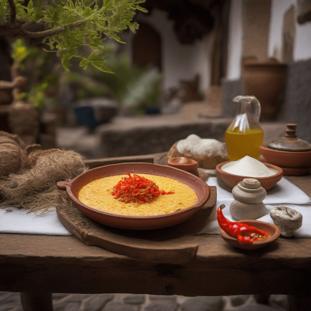 Almogrote a l'estil de Gomera amb gofio i mojo vermell